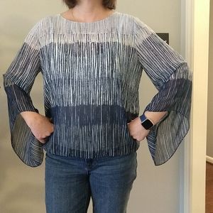 Alfani Navy and White Blouse Sz M